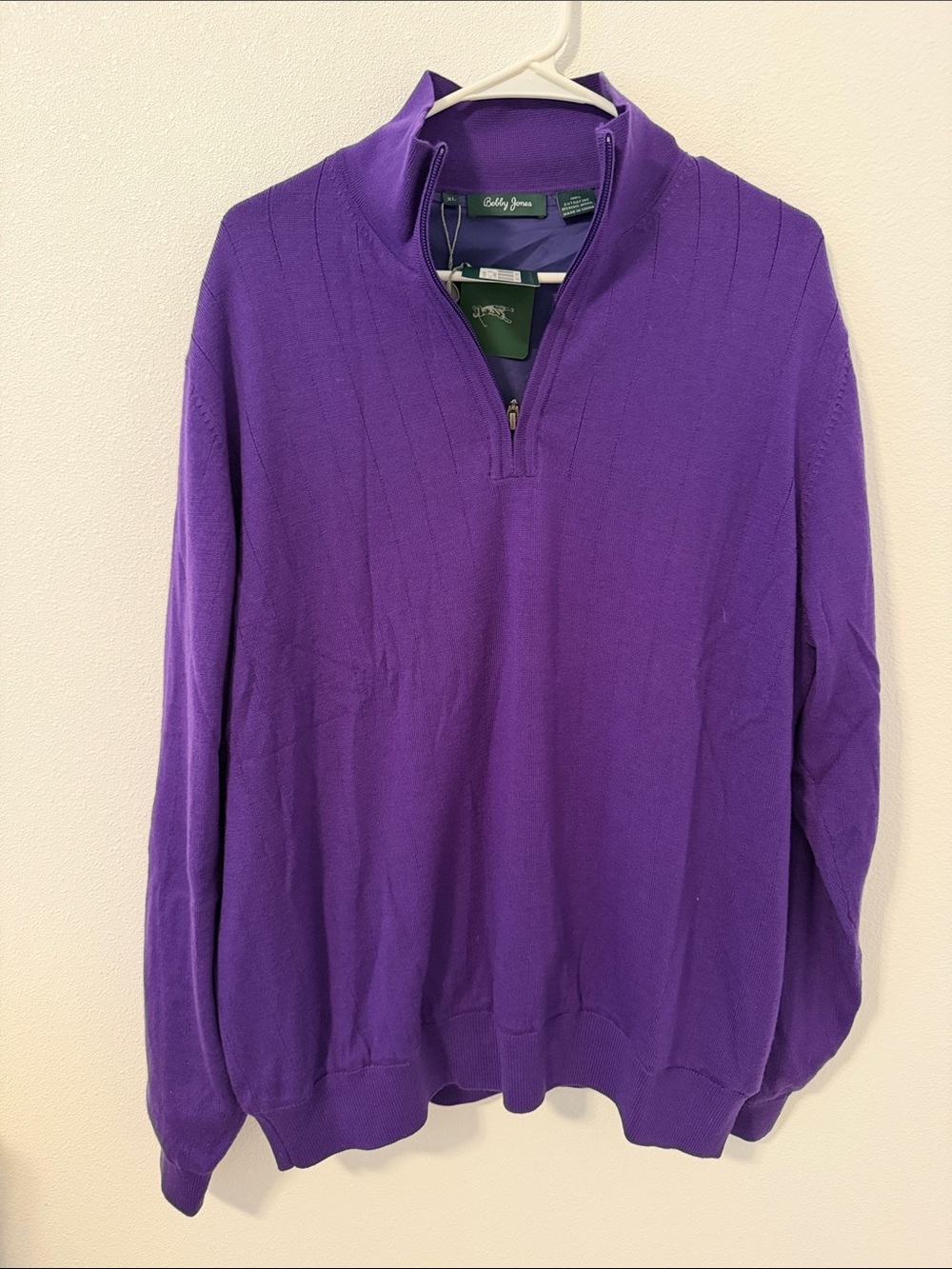 Bobby Jones Men's Vibrant Purple Half-Zip Sweater